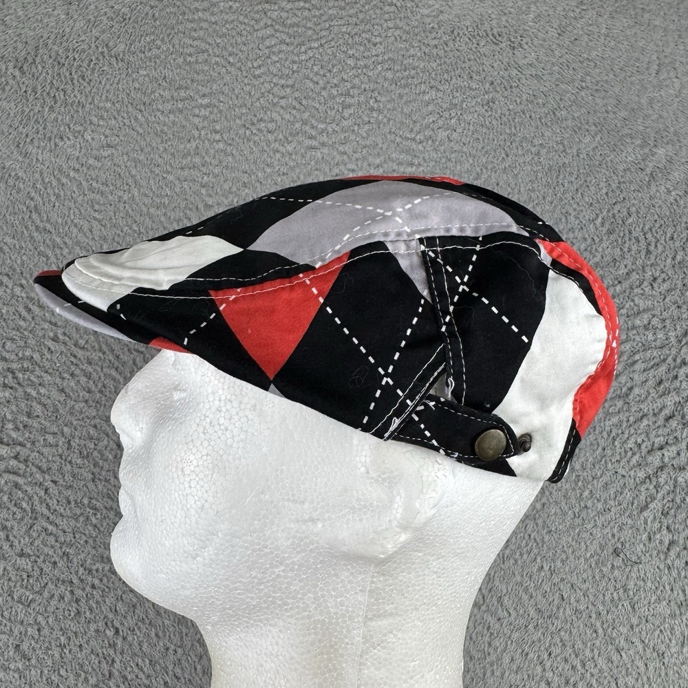 Royal and Awesome Golf Hat Mens Womens Black And White Argyle Golf Flat Cap